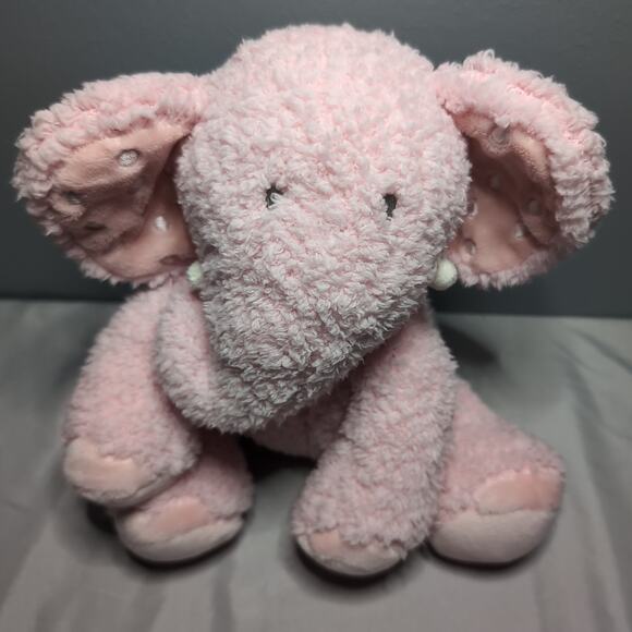 Hallmark Rosebud Elephant Plush Pink Sherpa Polka Dot Ears Very Soft Stuffed Toy - Picture 1 of 16